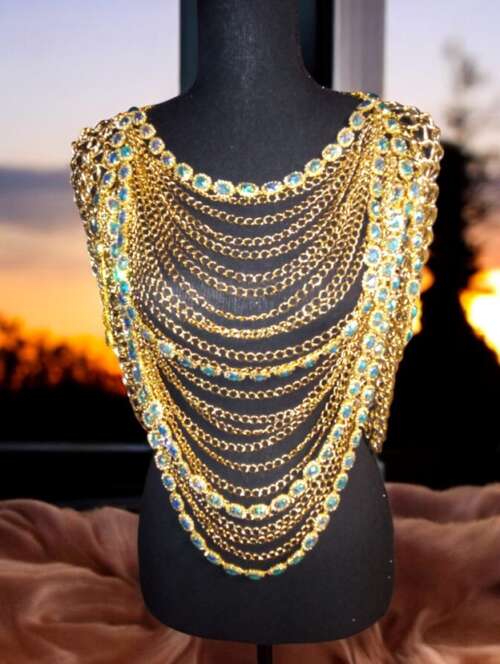 Alluring Crystal Rhinestone Chain Neckkavest